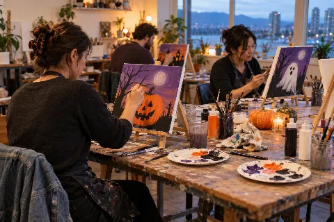 万圣节主题丙烯画之夜