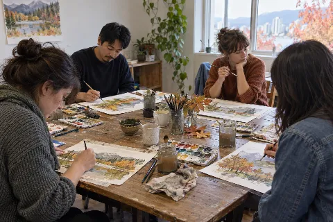 Autumnal Watercolour Landscapes